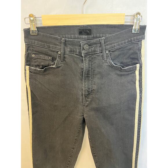 Mother Insider Crop Step Fray Guilty Racer Black Sz 28‎ Jeans Raw Hem - Picture 4 of 16